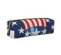 DCEHGEW Patriotic Dog Printed Leather Pencil Case Cute Stationery Organizer Simple Makeup Bag Pen Pouch, Gold Zipper
