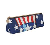 DCEHGEW Patriotic Dog Printed Zipper Pencil Case Cute Stationery Organizer PVC Leather Triangle Makeup Bag Pen Pouch
