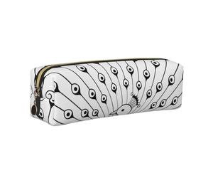 DCEHGEW Pencil Sketch Beautiful Peacock Printed Leather Pencil Case Cute Stationery Organizer Simple Makeup Bag Pen Pouch, Gold Zipper