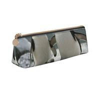 DCEHGEW Penguin Parents and Chicks Antarctica Large Printed Zipper Pencil Case Cute Stationery Organizer PVC Leather Triangle Makeup Bag Pen Pouch