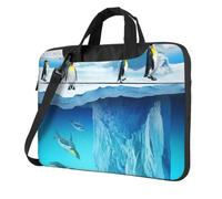 DCEHGEW Penguins On The Iceberg Printed Laptop Bag 15.6 inch, Triple-Layers Protection Shockproof Crossbody Laptop Shoulder Bag for Men Women