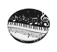 DCEHGEW Piano Keys with Musical Notes Prints Bar Stool Seat Covers 14 inch Round Elastic Stool Cover Soft Washable Slipcovers for Kitchen, Home, and Restaurant