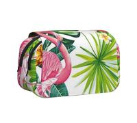 DCEHGEW Pineapple Flamingo Printed Flip Pencil Case with 2 Compartments, Large Capacity, Portable Stationery Organizer for School, Travel and Art