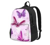 DCEHGEW Pink butterfly Printed Travel Laptop Backpack, Lightweight School Bag for Hiking and Casual Daypack Use