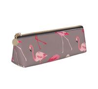 DCEHGEW Pink Flamingo Pattern Printed Zipper Pencil Case Cute Stationery Organizer PVC Leather Triangle Makeup Bag Pen Pouch