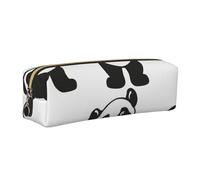 DCEHGEW Playful Panda Printed Leather Pencil Case Cute Stationery Organizer Simple Makeup Bag Pen Pouch, Gold Zipper
