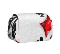 DCEHGEW Polygonal Playing Cards Printed Flip Pencil Case with 2 Compartments, Large Capacity, Portable Stationery Organizer for School, Travel and Art