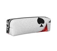 DCEHGEW Polygonal Playing Cards Printed Leather Pencil Case Cute Stationery Organizer Simple Makeup Bag Pen Pouch, Silver Zipper
