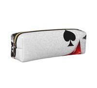 DCEHGEW Polygonal Playing Cards Printed Leather Pencil Case Cute Stationery Organizer Simple Makeup Bag Pen Pouch, Gold Zipper