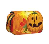 DCEHGEW Pumpkins Thanksgiving Day Printed Flip Pencil Case with 2 Compartments, Large Capacity, Portable Stationery Organizer for School, Travel and Art