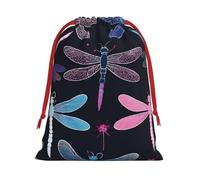 DCEHGEW purple dragonfly Soft Drawstring Gift Wrapping Bags, Reusable Polyester Pouch Storage Bag for Christmas, Halloween, Party Favors, Jewelry, Large Size: 15.8x20.9 inches