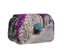 DCEHGEW Purple Floral Blooming Path Printed Flip Pencil Case with 2 Compartments, Large Capacity, Portable Stationery Organizer for School, Travel and Art