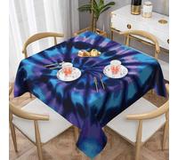 DCEHGEW Purple Tie Dye Prints Square Tablecloth 137x137 CM, Waterproof Fabric Table Cloth for Dining Table, Farmhouse Table Cover for Kitchen Dining Tabletop Decoration