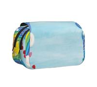 DCEHGEW Rainbow Star Love Heart Printed Flip Pencil Case with 2 Compartments, Large Capacity, Portable Stationery Organizer for School, Travel and Art