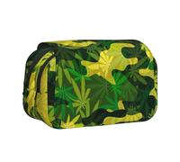 DCEHGEW Rainforest Leaf Camouflage Printed Flip Pencil Case with 2 Compartments, Large Capacity, Portable Stationery Organizer for School, Travel and Art