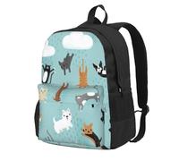 DCEHGEW Raining Cats & Dogs Printed Travel Laptop Backpack, Lightweight School Bag for Hiking and Casual Daypack Use