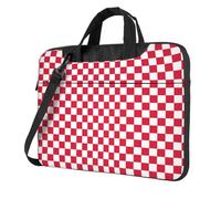 DCEHGEW Red Checkered White Squares Printed Laptop Bag 15.6 inch, Triple-Layers Protection Shockproof Crossbody Laptop Shoulder Bag for Men Women