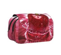 DCEHGEW Red Cherries Printed Flip Pencil Case with 2 Compartments, Large Capacity, Portable Stationery Organizer for School, Travel and Art