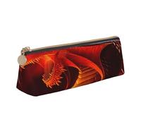 DCEHGEW Red Dragon Printed Zipper Pencil Case Cute Stationery Organizer PVC Leather Triangle Makeup Bag Pen Pouch