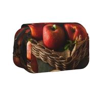 DCEHGEW Red Fruit in a Basket Printed Flip Pencil Case with 2 Compartments, Large Capacity, Portable Stationery Organizer for School, Travel and Art