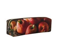 DCEHGEW Red Fruit in a Basket Printed Leather Pencil Case Cute Stationery Organizer Simple Makeup Bag Pen Pouch, Gold Zipper
