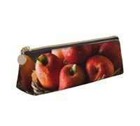 DCEHGEW Red Fruit in a Basket Printed Zipper Pencil Case Cute Stationery Organizer PVC Leather Triangle Makeup Bag Pen Pouch