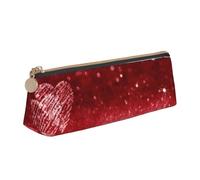 DCEHGEW Red Hearts Space Love Printed Zipper Pencil Case Cute Stationery Organizer PVC Leather Triangle Makeup Bag Pen Pouch