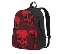 DCEHGEW Red Skulls Printed Travel Laptop Backpack, Lightweight School Bag for Hiking and Casual Daypack Use
