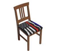 DCEHGEW Red Stripe Firefighter USA Flag Prints Dining Chair Seat Covers Set 4-Pieces, Removable Washable Chair Slipcovers for Dining Room Kitchen Garden Office