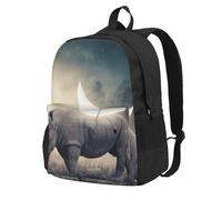 DCEHGEW rhino Printed Travel Laptop Backpack, Lightweight School Bag for Hiking and Casual Daypack Use