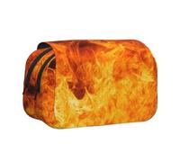 DCEHGEW Roaring Flame Printed Flip Pencil Case with 2 Compartments, Large Capacity, Portable Stationery Organizer for School, Travel and Art