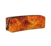 DCEHGEW Roaring Flame Printed Leather Pencil Case Cute Stationery Organizer Simple Makeup Bag Pen Pouch, Gold Zipper