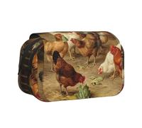 DCEHGEW Roast Chicken Hen Farm Prints Flap Pencil Case Stylish Storage Bag, Double Layer Large Capacity Pen Pouch for School Office Travel