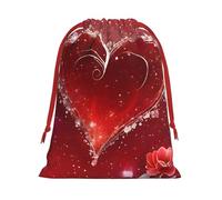 DCEHGEW Romantic Heart Soft Drawstring Gift Wrapping Bags, Reusable Polyester Pouch Storage Bag for Christmas, Halloween, Party Favors, Jewelry, Large Size: 15.8x20.9 inches