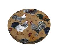 DCEHGEW Rooster and Chicken Print Prints Bar Stool Seat Covers 14 inch Round Elastic Stool Cover Soft Washable Slipcovers for Kitchen, Home, and Restaurant
