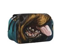DCEHGEW Rottweiler Dogs Tongue Head Printed Flip Pencil Case with 2 Compartments, Large Capacity, Portable Stationery Organizer for School, Travel and Art