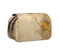 DCEHGEW Rural Honey Bees Wildflowers Prints Flap Pencil Case Stylish Storage Bag, Double Layer Large Capacity Pen Pouch for School Office Travel