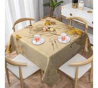 DCEHGEW Rural Honey Bees Wildflowers Prints Square Tablecloth 137x137 CM, Waterproof Fabric Table Cloth for Dining Table, Farmhouse Table Cover for Kitchen Dining Tabletop Decoration