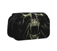 DCEHGEW Scary Skull Prints Flap Pencil Case Stylish Storage Bag, Double Layer Large Capacity Pen Pouch for School Office Travel