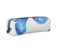 DCEHGEW Sea Animals Stingrays Printed Leather Pencil Case Cute Stationery Organizer Simple Makeup Bag Pen Pouch, Silver Zipper