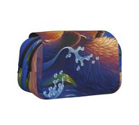 DCEHGEW Sea Otters Painting Printed Flip Pencil Case with 2 Compartments, Large Capacity, Portable Stationery Organizer for School, Travel and Art