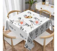 DCEHGEW Sign Language Alphabet Prints Square Tablecloth 137x137 CM, Waterproof Fabric Table Cloth for Dining Table, Farmhouse Table Cover for Kitchen Dining Tabletop Decoration