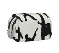 DCEHGEW Silhouettes of Martial Arts Printed Flip Pencil Case with 2 Compartments, Large Capacity, Portable Stationery Organizer for School, Travel and Art