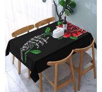 DCEHGEW Skull Rose Prints Rectangle Tablecloth 137x183 cm, Waterproof Fabric Table Cloth for Dining Table, Farmhouse Table Cover for Kitchen Dining Tabletop Decoration