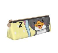 DCEHGEW Sleepy Baby Penguin Printed Zipper Pencil Case Cute Stationery Organizer PVC Leather Triangle Makeup Bag Pen Pouch