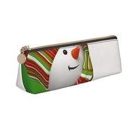 DCEHGEW Smile Gaze Snowman Printed Zipper Pencil Case Cute Stationery Organizer PVC Leather Triangle Makeup Bag Pen Pouch
