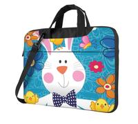 DCEHGEW Spring Happy Rabbit Holiday Printed Laptop Bag 13 inch, Triple-Layers Protection Shockproof Crossbody Laptop Shoulder Bag for Men Women