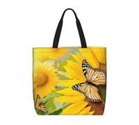 DCEHGEW Sunflower Butterfly Sunny Large Shoulder Tote Bag for Women Lady Reusable Daily Casual Shoulder Bag for Vacation Travel Picnic Shopping Work Gym, Christmas Halloween Grocery Handbags