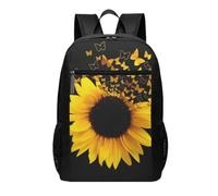 DCEHGEW Sunflower Floral Butterflies Art Printed Travel Laptop Backpack - Lightweight School Bag for Casual Daypack, Hiking Daypack