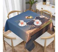 DCEHGEW Sunrise Tropical Palm Tree Still Prints Square Tablecloth 152x152 CM, Waterproof Fabric Table Cloth for Dining Table, Farmhouse Table Cover for Kitchen Dining Tabletop Decoration